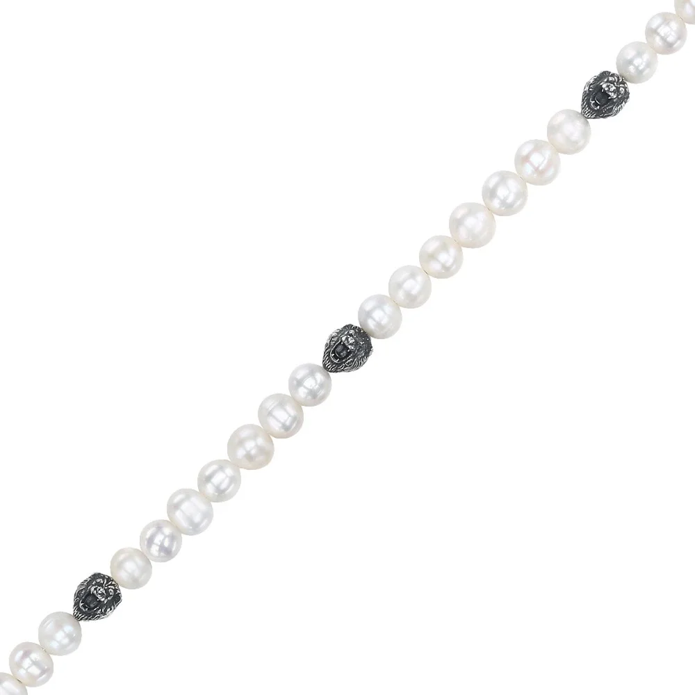 Bulova Marc Anthony Classic White Pearl Lion Silver Bracelet BVB1161-WSWPRL